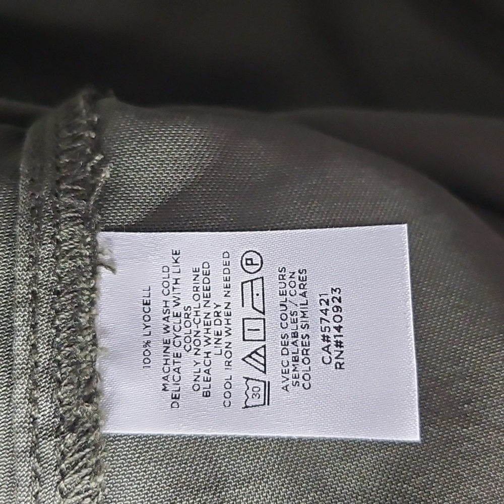 Lou & Grey LOFT Olive Green Button Front Open V Neck Tunic XL Blouse Lyocell - Picture 10 of 12